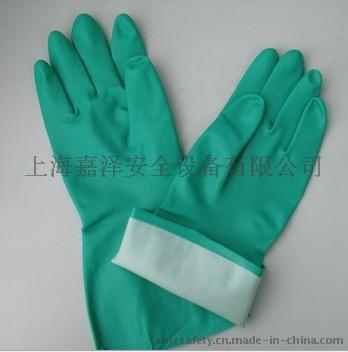 耐油防化手套、石油手套、油井手套、绒里家用手套、绿色丁腈手套